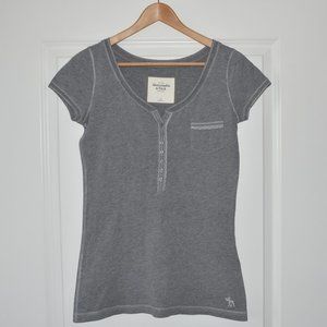 Abercrombie & Fitch Gray Button Down Tee, Size S